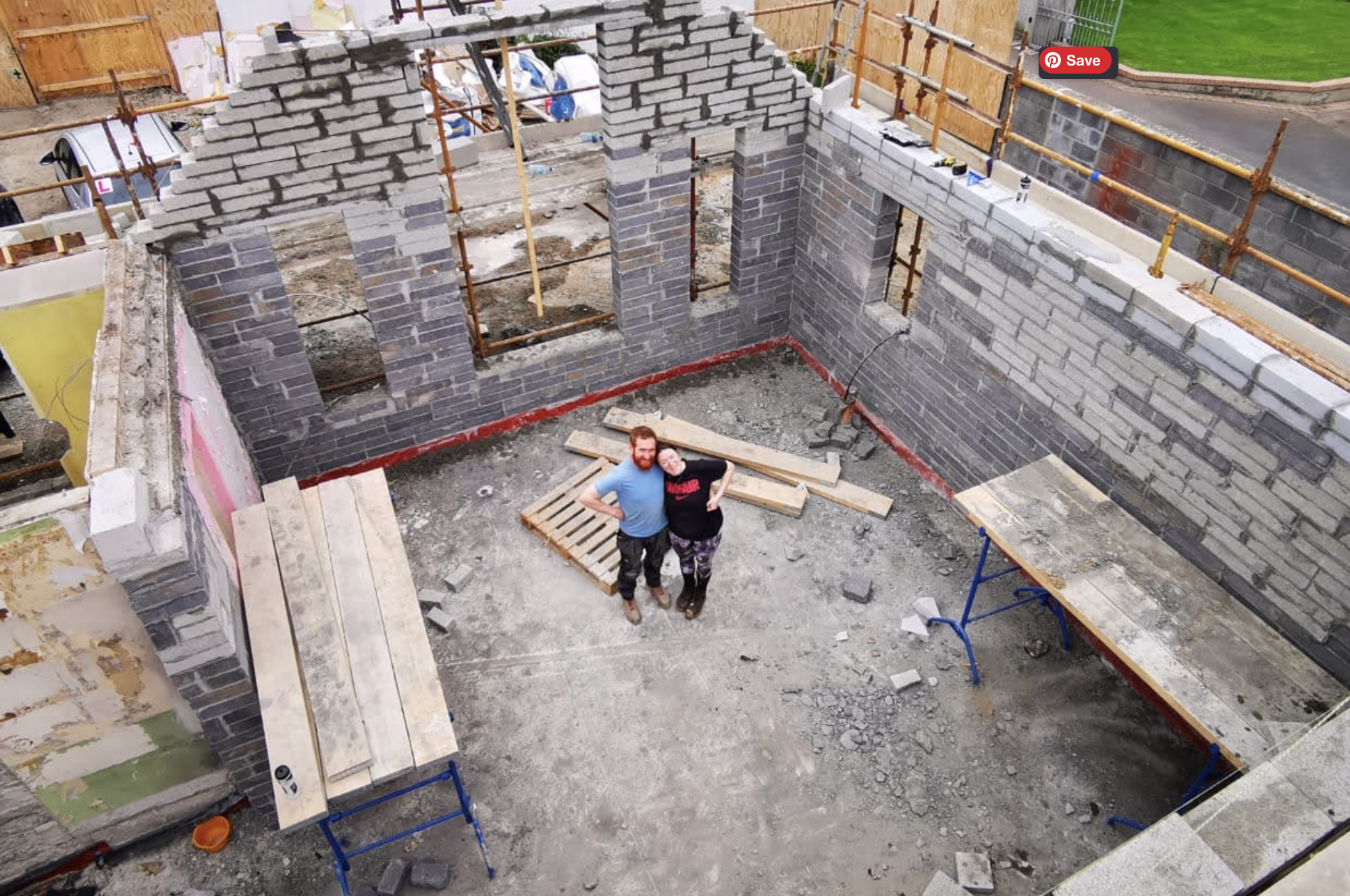 Roisin and Dave in Building site
